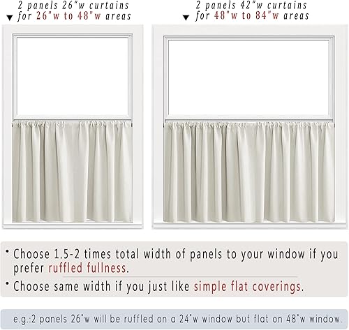 Miniatura 2 de Very Little - Cortinas para ventana de cocina pequeña, con bolsillo para cortinero, oscurecimiento de la habitación, bloqueo de calor solar,