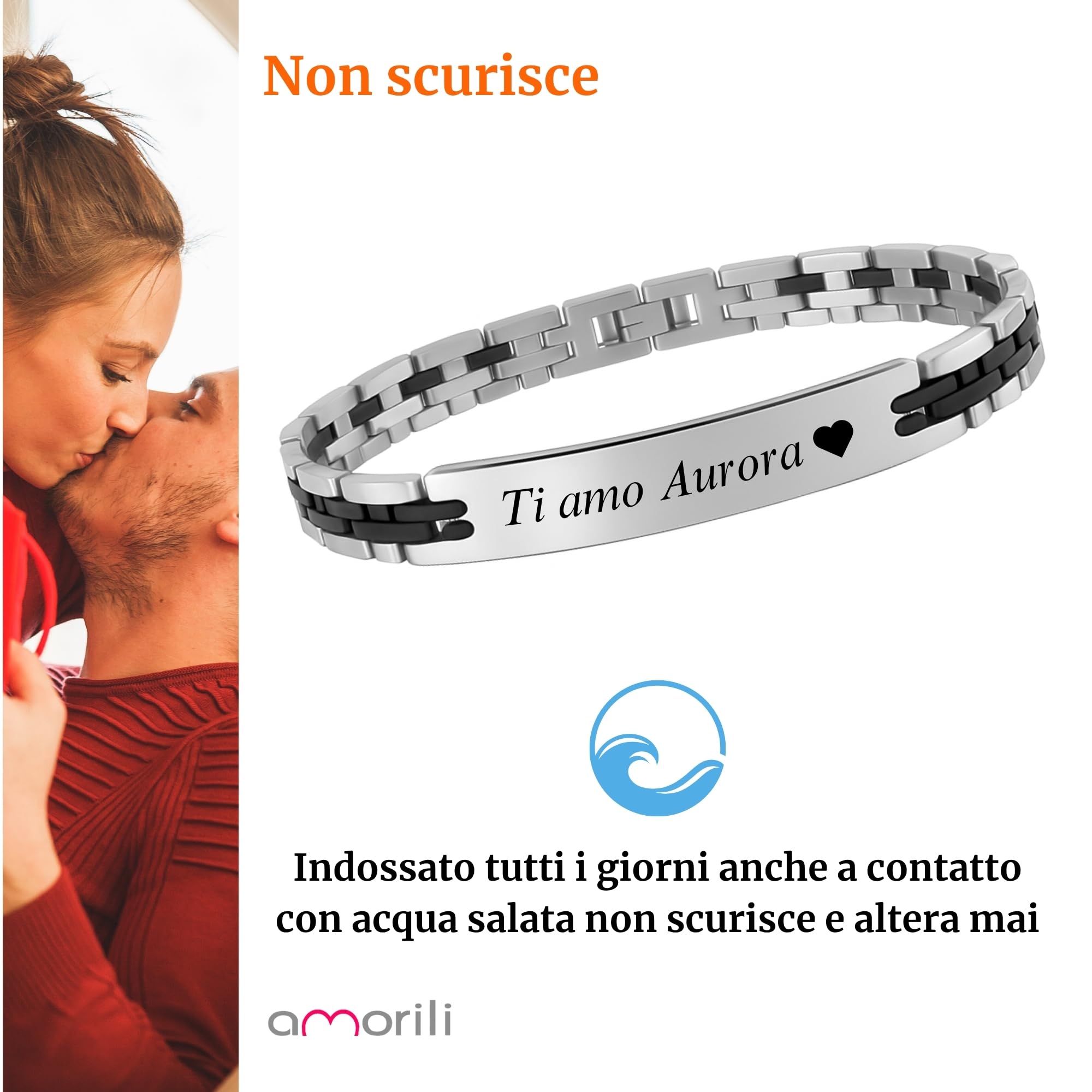 Bracciale Uomo Personalizzato con Incisione – Acciaio Inossidabile – Lunghezza 21 cm, Larghezza 8 mm – Idea Regalo Elegante e Unica - bcc3141