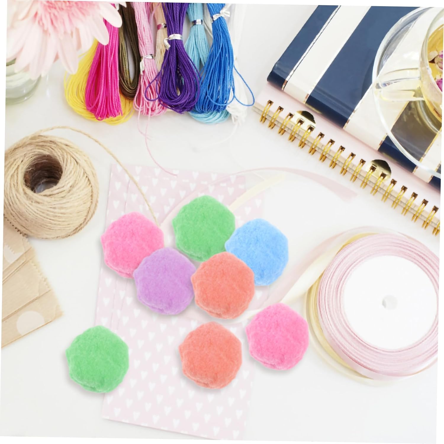 ULDIGI 100pcs Colorful Fluffy Pom Poms DIY Craft Balls Soft Polyester Decorative Accessories for Clothing Hats Shoes Handmade Jewelry and Art Projects