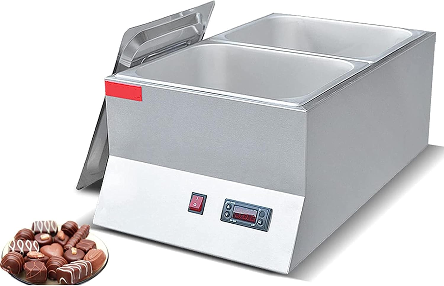 Chocolate Melting Pot, Digital Control Chocolate Tempering Machine with 2 Pots, Adjustable Temperature, Stainless Steel Food Warmer for Chocolate/Milk/Cream/Soup Melting and Heating