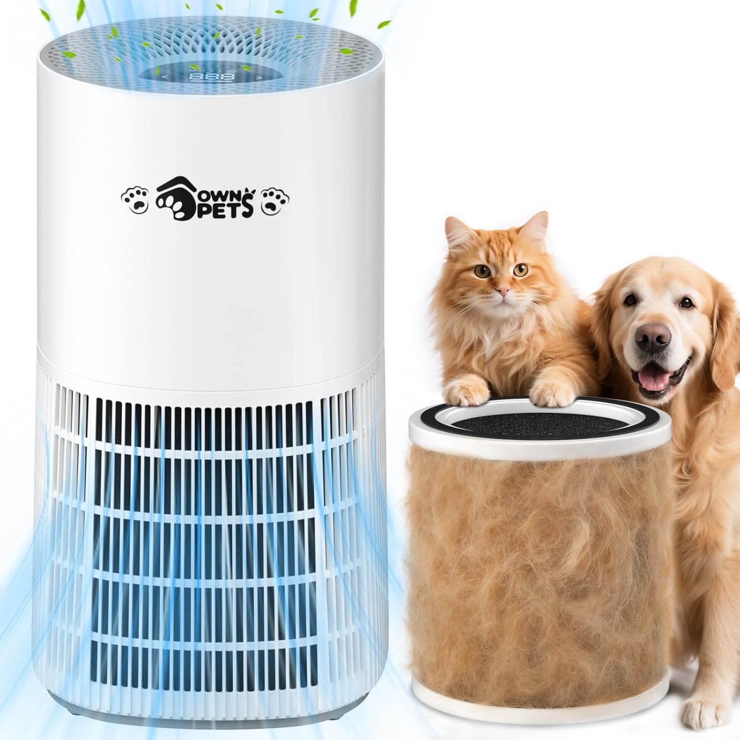 Ownpets Air Purifier for Home with Pets, HEPA Filter for Pet Hair, Dander and Odor Removal, Washable Pre-Filter, Low Noise Automatic Mode, FCC/ETL/CE/DOE/CARB