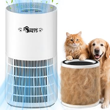 Ownpets Pet Air Purifier for Large Room up to 2620 ft2, H13 HEPA Washable Filter for Pet Odor Hair Dander Pollen, Quiet Air Cleaner with Air Quality Monitor | 5-stage filtration, washable pre-filter, 350CFM CADR, air quality monitor, quiet sleep mode, safety lock chew-resistant cord