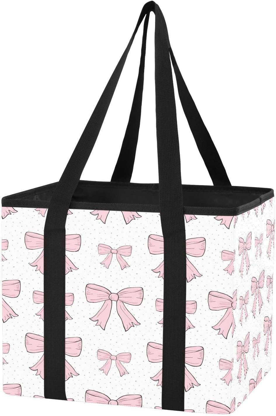 Qilmy Pink Bows Trunk Organizer for Women Men, Waterproof Collapsible Car Organizers and Storage with Reinforced Handles & Removable PE Board for SUV Sedan Truck, Multi-Purpose Storage Tote Bag