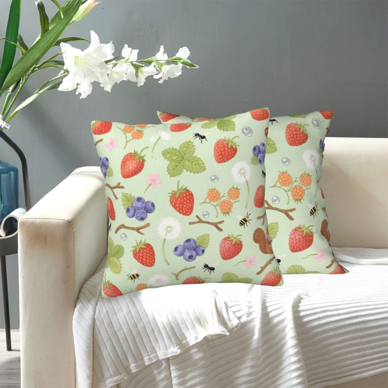 FekiLoot Decorative Throw Pillow Covers Modern Farmhouse Pillowcase Double Sided Cozy Cushion Cover for Sofa Couch Bed 20"X20" Fresh Pattern