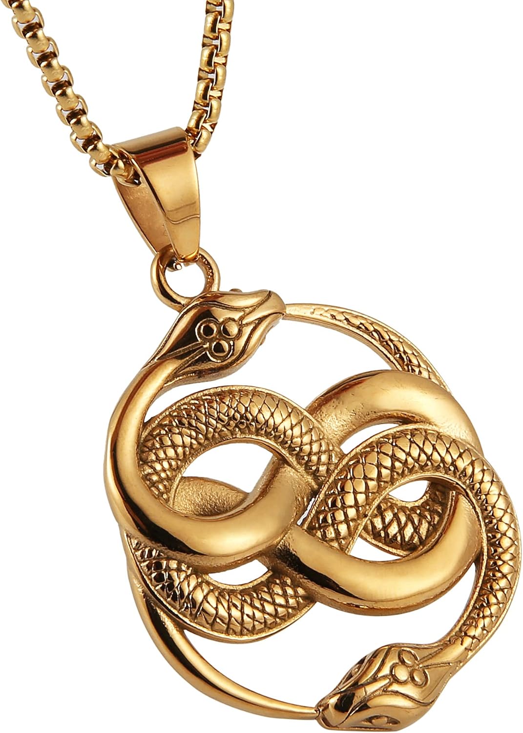 HZMAN Gothic Jewelry Men's Stainless Steel Animal Snake Pendant Chain Necklace - Image 2