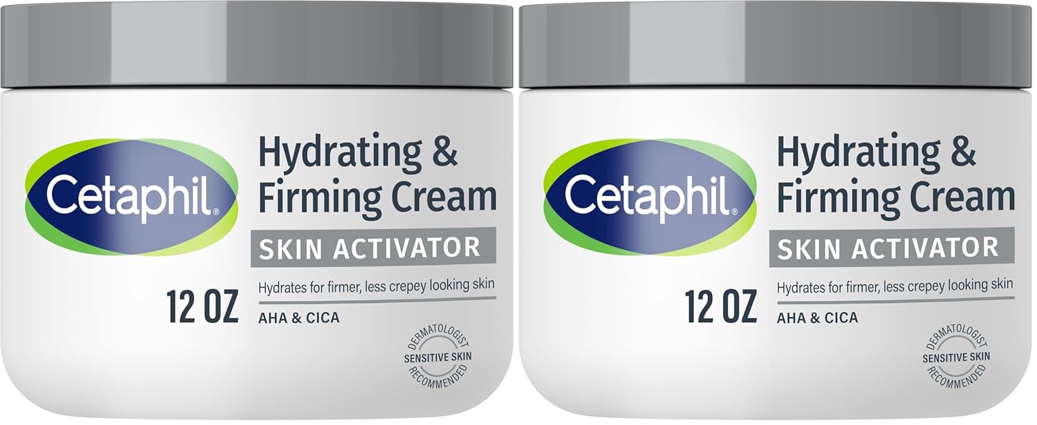 Cetaphil Skin Activator Hydrating & Firming Body Cream 12oz,Mandelic Acid (AHA) and Centella Asiatica (CICA) Cream,Hydrates and Firms Aging Skin,Anti-Aging Skincare,12 oz,(Pack of 2)