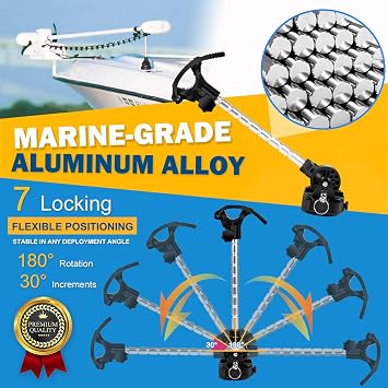 MKA-60 1862060 Trolling Motor Stabilizer Mount Compatible with Minn Kota Terrova Ulterra PowerDrive Riptide 1991-2023, Fold-Down Bracket with Adjustable Arm, Marine Grade Anti-Bounce Mount