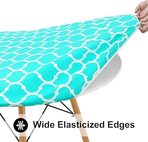 Miniatura 3 de Smiry - Mantel redondo de vinilo ajustable con bordes elásticos y parte trasera de franela, mantel de vinilo navideño impermeable, lavable, para