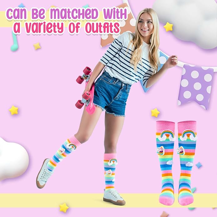 Calcetines Largos de Unicornio Arcoíris para Mujer miniatura 5
