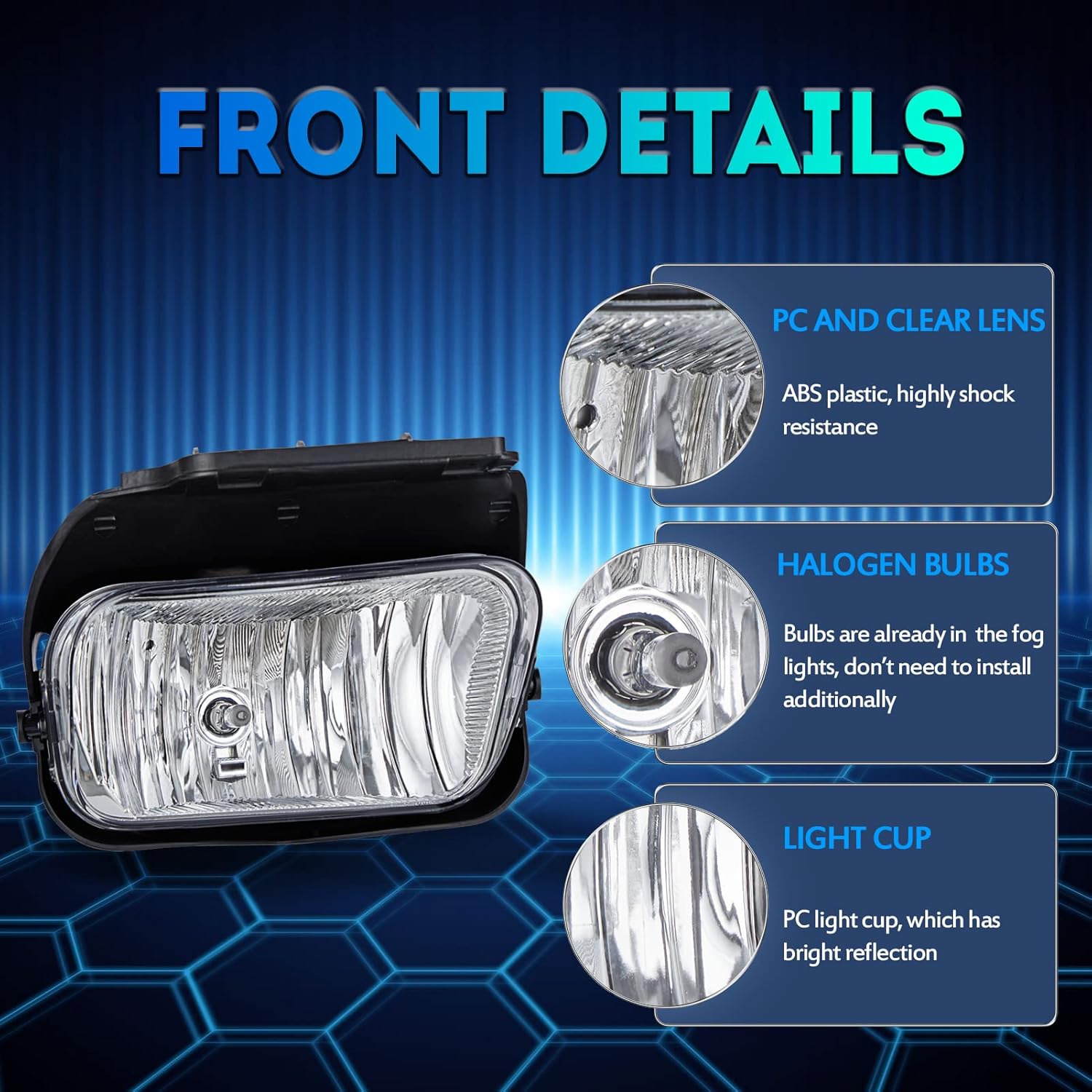 Fog Lights Lamps Replacement for 2003-2007 Chevy Silverado, 2002-2006 Chevy Avalanche without Body Cladding Fog Light Compatible with H10 12V 42W Bulbs