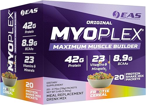 Original Myoplex Maximum Muscle Builder Mezcla de bebida proteica de reemplazo de comidas Mezcla de proteínas de calidad 1.65 oz de proteína 20