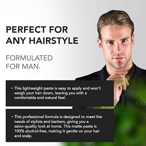 Miniatura 8 de Gentlemen Republic - Pasta mate de 8 onzas, fórmula profesional a base de agua con agarre superior y acabado mate para un aspecto natural, fabricada