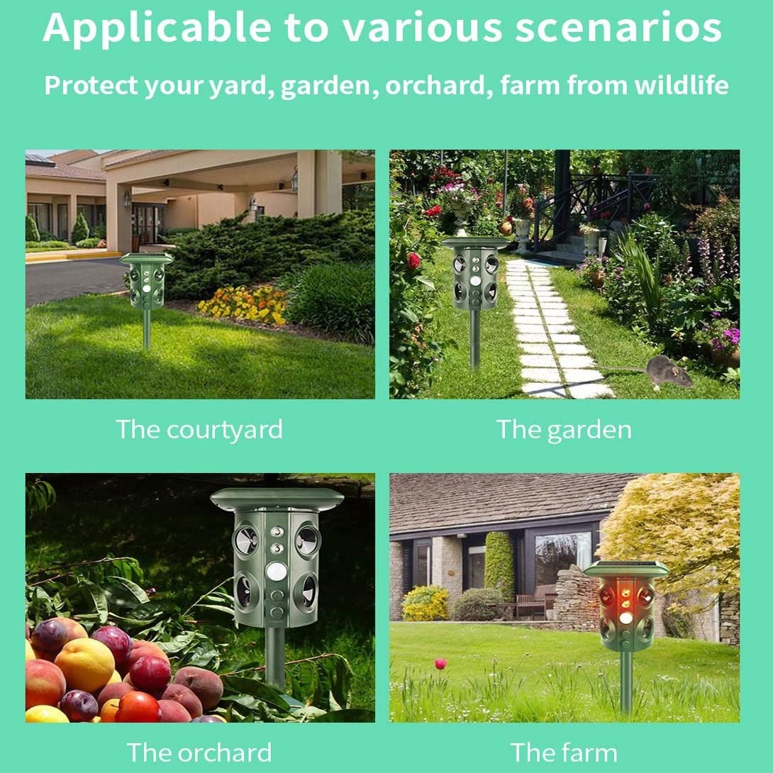 Repellente per Gatti Da Giardino, Ultrasuoni Solare Repeller Impermeabile, Repellente per Animali Ad Energia Solare per Uccelli, Cani, Gatti, Topi, Volpi