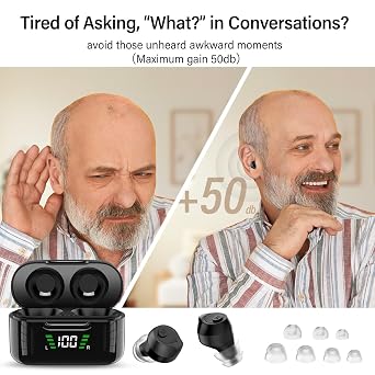 Hearing Aid, Hearing aids for Seniors Rechargeable Bluetooth Hearing Aid (Not Amplifiers) for Mild to Moderate Hearing Loss Seniors and Adults with 16-Channe Noise Reduction Bluetooth Enabled Calls