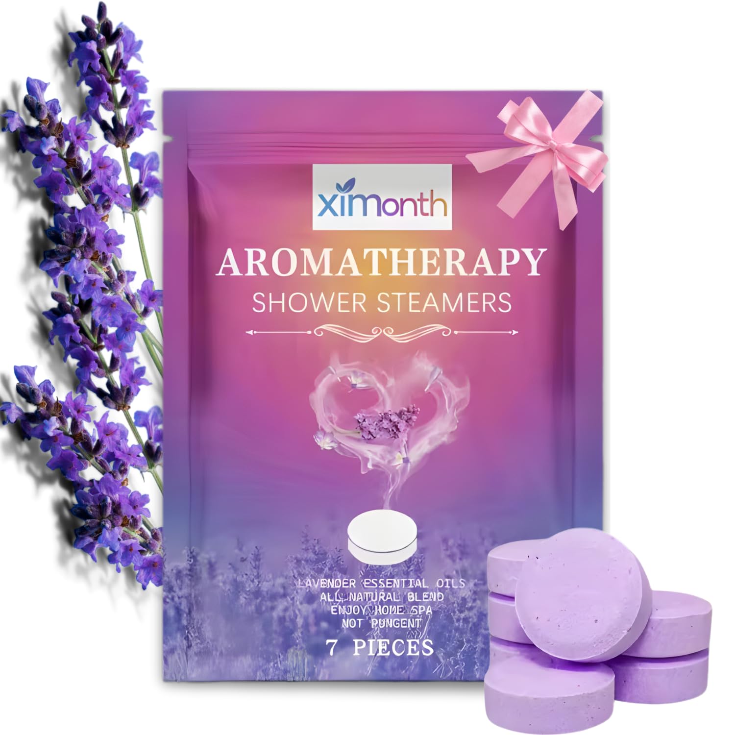 Lot de 7 galet de douche Aromathérapie Apaisante pour Spa à Domicile - cadeau bien-être original pour la fêtes des pères, papa, maman, grand-mère, meilleur ami, fille, Lavande relaxante