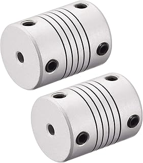 uxcell 3mm to 5mm Aluminum Alloy Shaft Coupling Flexible Coupler Motor Connector Joint L25xD19 Silver,2pcs