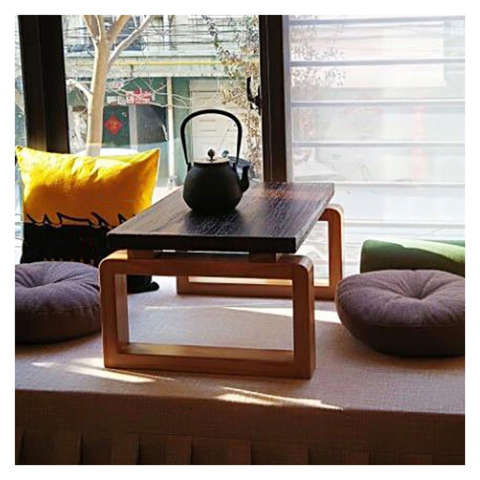 Table de salle à manger pliable en bois – Table basse polyvalente pour sièges au sol, style Kotatsu, table d'appoint polyvalente pour salon, chambre à coucher, bureau – Marron 80 x 50 x 30 cm