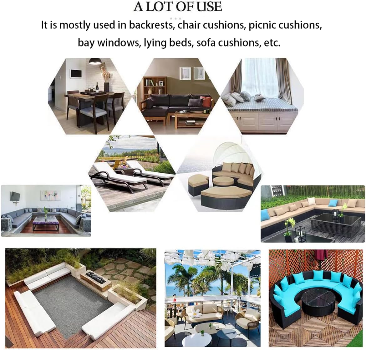 5/8cm Garden Bench Cushions Outdoor,2 3 Seater Seat Pad Garden Patio Bench Pad,Rectangle Seat Cushion Pads for Outdoor Indoor，Waterproof- Dark Blue-190 * 35 * 8cm