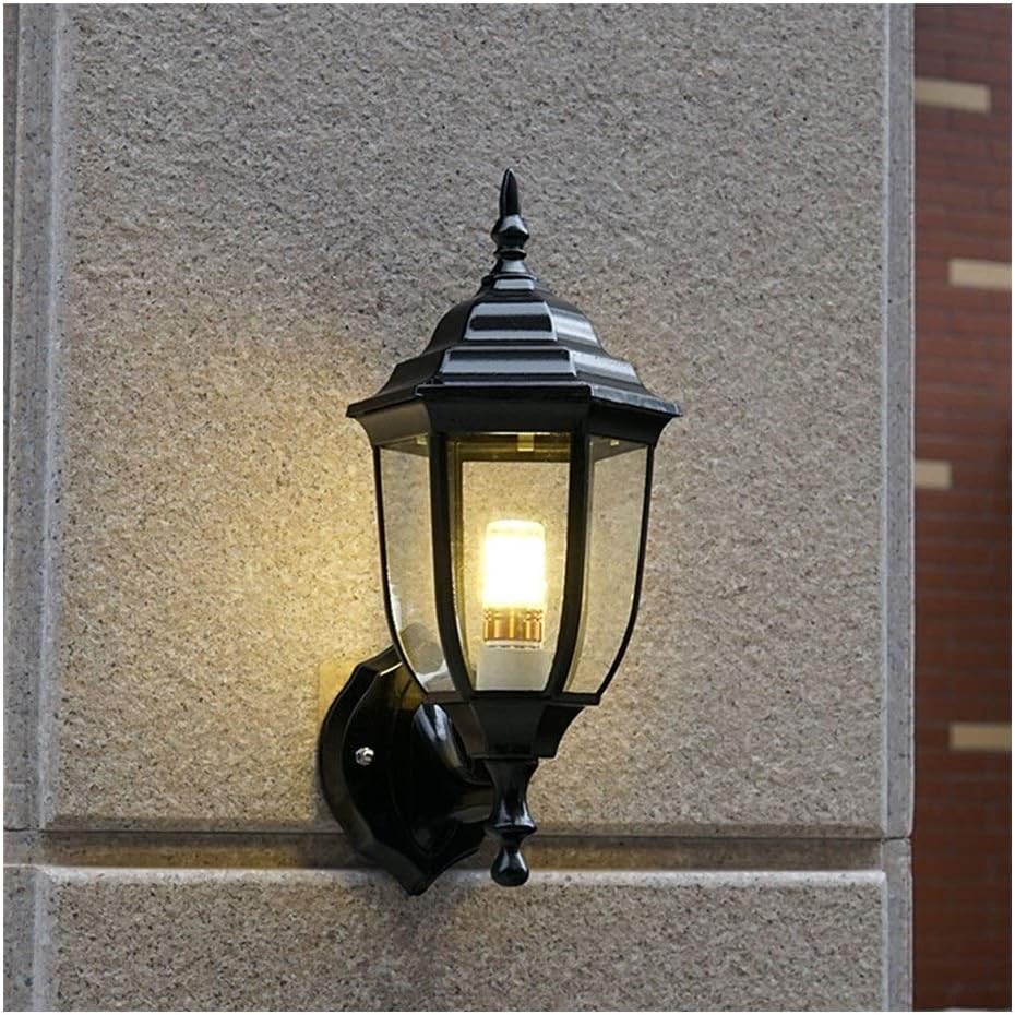 Aesthetic European Style Hardwired Wall Lamp, Retro Wall Mounted Sconce for Bedroom Living Room Corridor Gate Outdoor Cafe Hotel Lighting Decor (Color : Black)