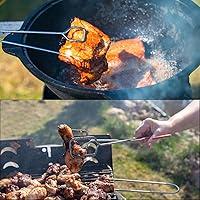 Vista 6 de HARFINGTON Pinzas de tijera de acero inoxidable, pinzas para barbacoa de 10 pulgadas con asas de PVC para cocinar alicates de pan de barbacoa