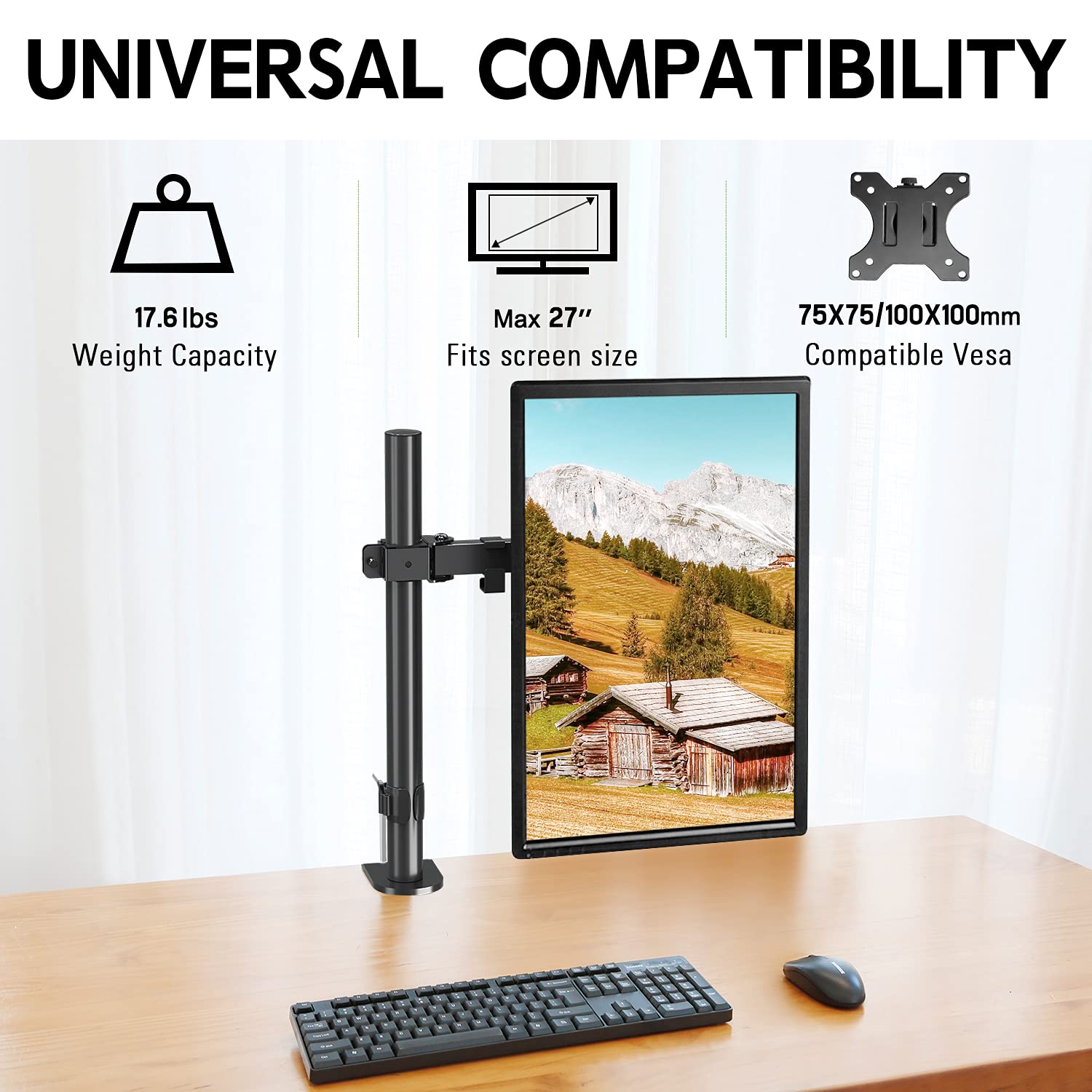 MOUNTUP Single Monitor Desk Mount, Fully Adjustable Single Monitor Arm