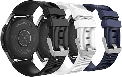 MoKo Cinturino Compatible con Samsung Galaxy Watch 3 45mm/Galaxy Watch 46mm/ Gear S3 Frontier/Huawei Watch GT2 PRO/GT/GT 2 46mm, [3-Pack] Bracciale di  Ricambio in Silicone, Nero/Bianca/Blu Notte : Amazon.it: Elettronica
