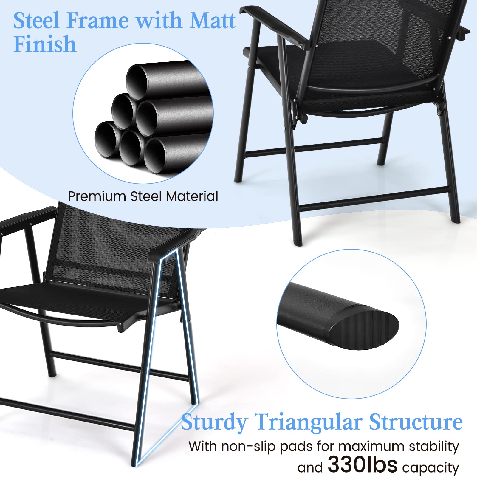 black garden folding chairs