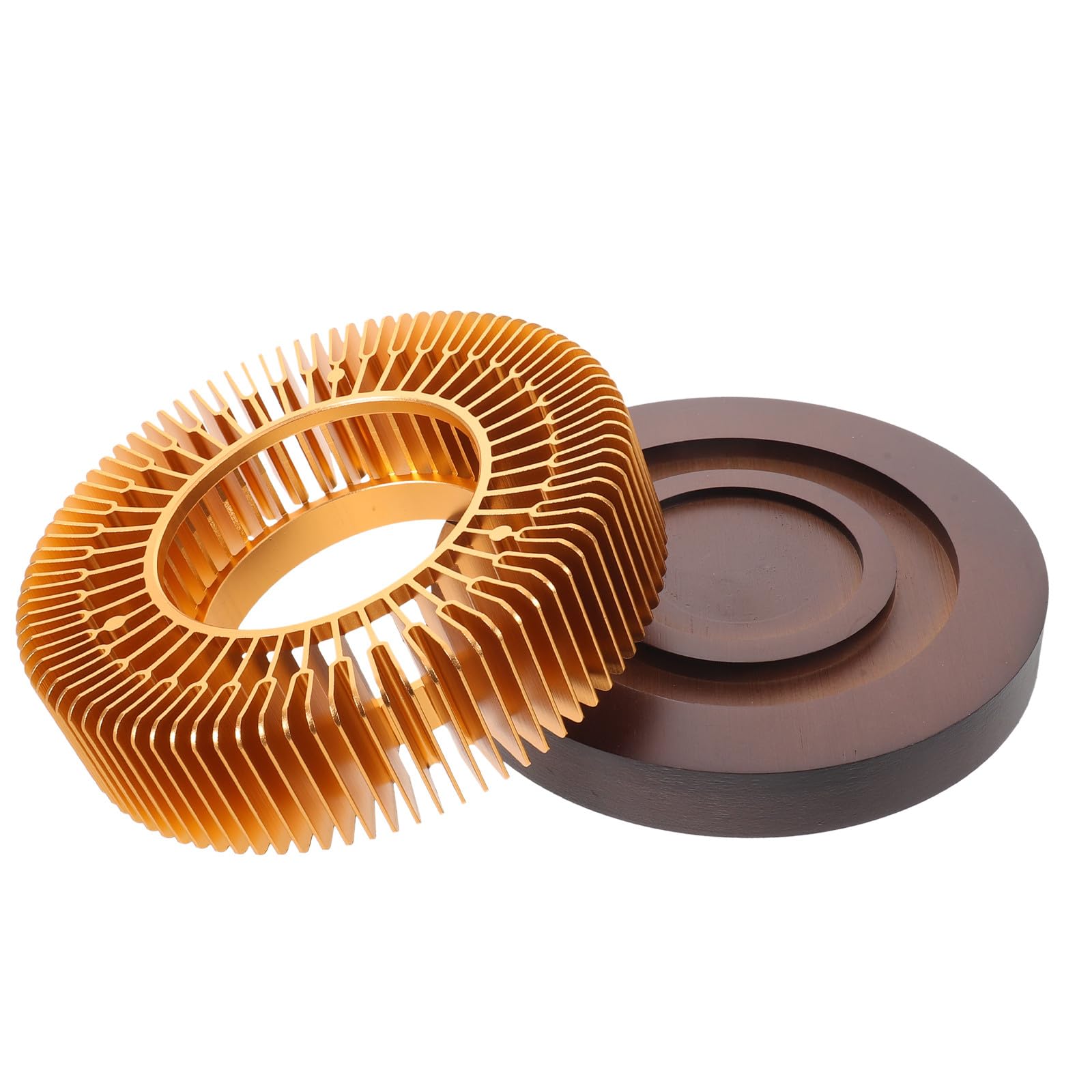 NUOBESTY Calentador de Tetera Multifuncional Alimentado por con Base de Madera y Dorado Diseño Estable y Elegante para Cocinas y Hogar