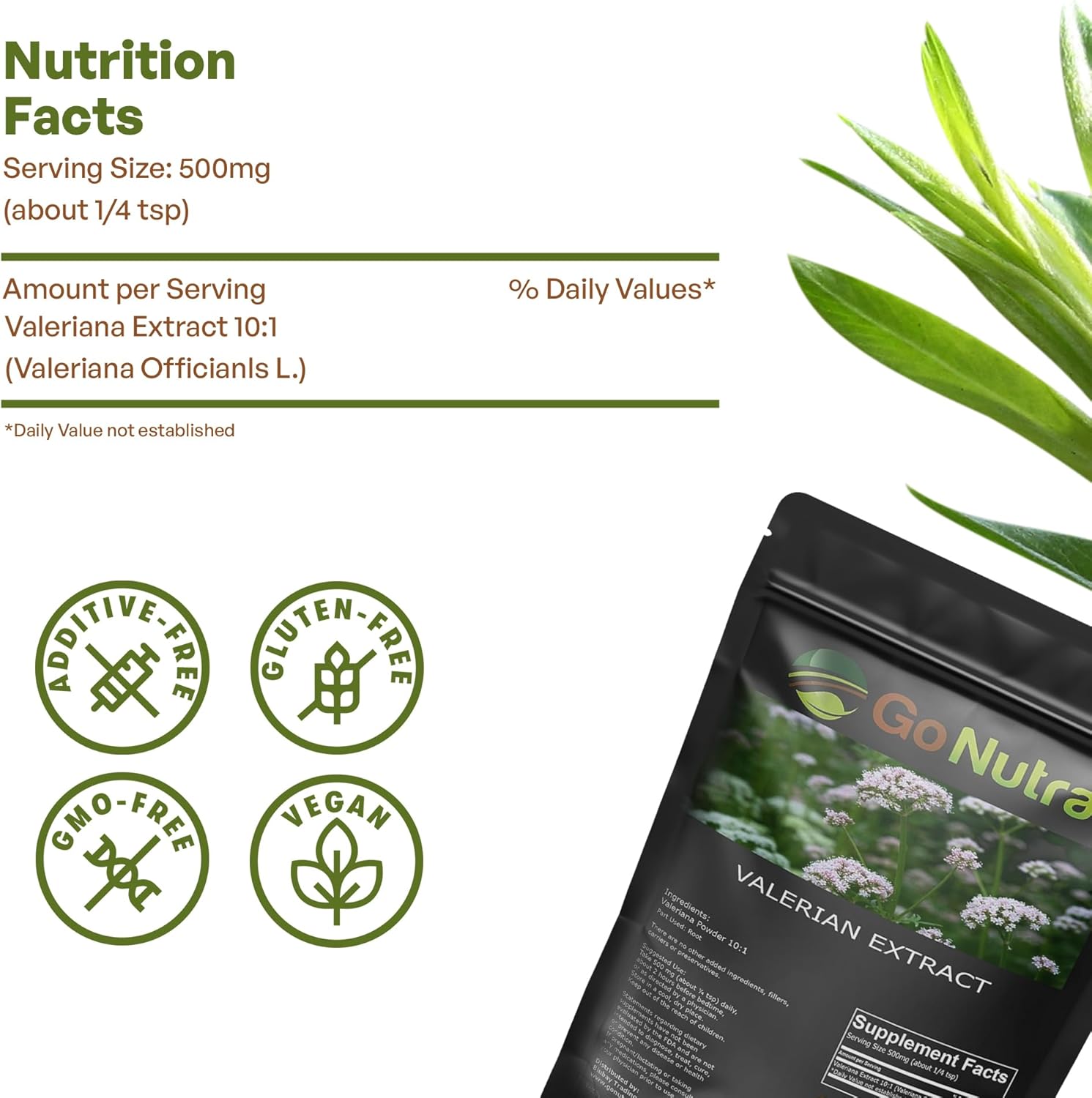 Go Nutra Valerian Root Extract Powder | 10:1 Extra Strength Valeriana Officinalis | Herbal Valerian Root Powder, No Fillers, Vegan, Non-GMO, Gluten-Free | 8 oz - Image 6