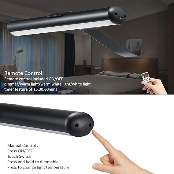 VIGMOJ Wandlamp met afstandsbediening, oplaadbare schilderlamp met afstandsbediening, metalen kunstlamp, 3 modi, dimbare dart lamp met timer, voor foto, fotogalerij photo 3