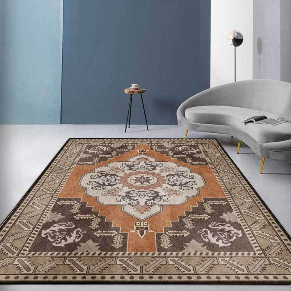 Dywanik bardzo duży prostokątny dywan żółto-brązowy geometryczny styl do salonu sypialni kuchni dywan 160 x 280 cm (63 cale x 110 cali)