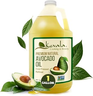 Kevala Cold Pressed Avocado Oil, Non-GMO Kosher Certified, High Smoke Point for Cooking Roasting Sautéing & Skin Moisturizer - 128 Fl Oz
