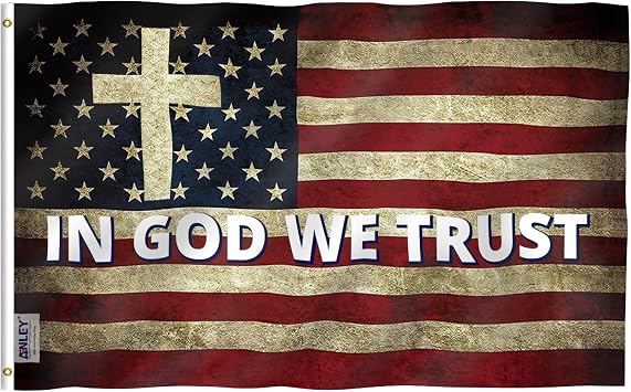 Anley Fly Breeze 3x5 Foot In God We Trust Flag - Vivid Color and Fade proof - Canvas Header and Double Stitched - Religion Jesus Christian Flags Polyester with Brass Grommets 3 X 5 Ft