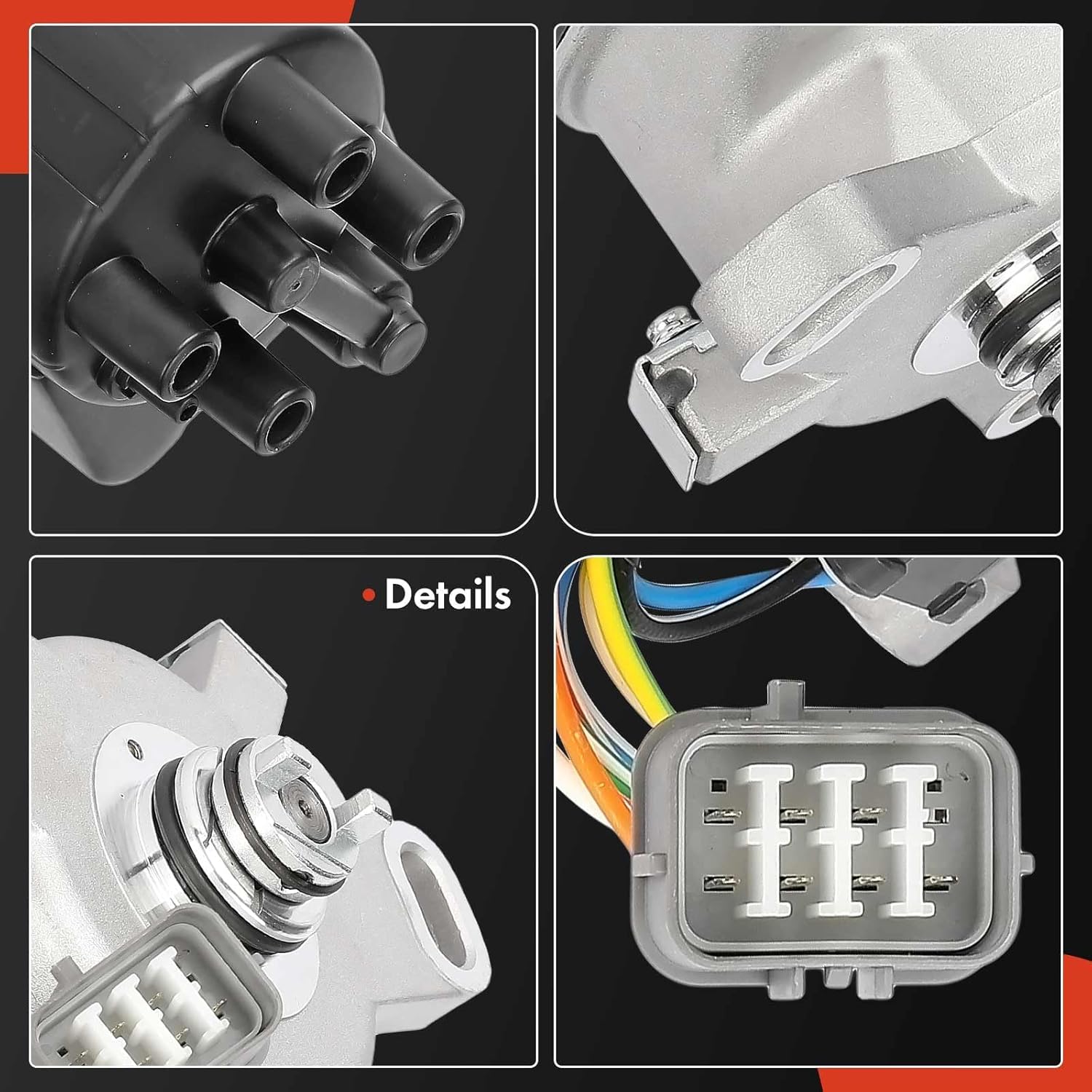 A-Premium Ignition Distributor with Cap and Rotor Compatible with Honda Civic 1992-1995, Civic del Sol 1993-1995, 1.5L 1.6L