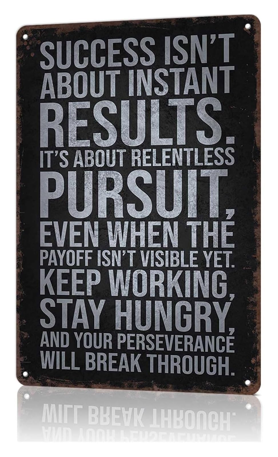 FNYUVNFAF Distressed Tin Sign Relentless Grind Success Mindset Workout Decor For Man Cave Basement Training Studio 8 X 12 inch