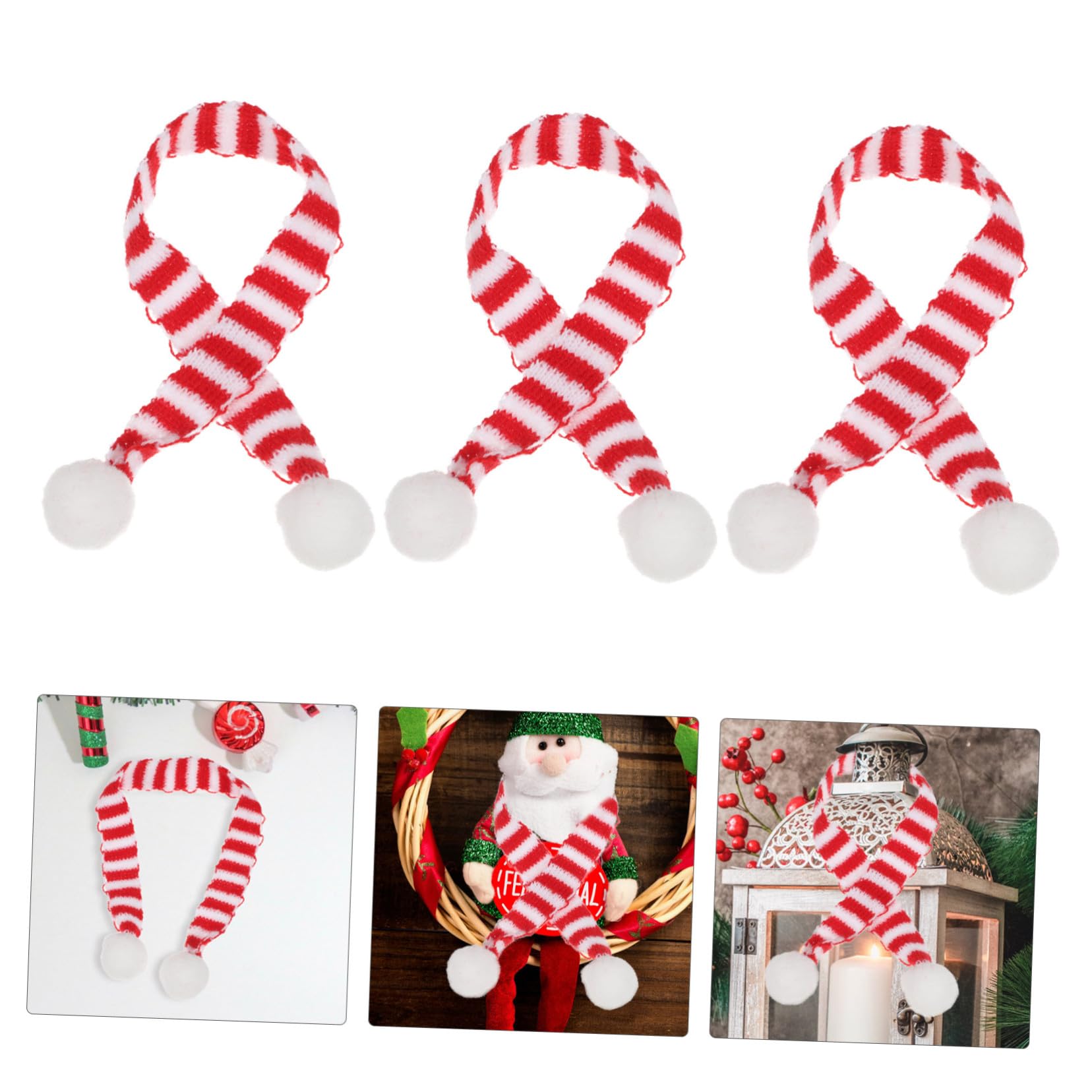 Mini Sciarpe Natalizie e per Bottiglie Copri in Maglia Righe con Accessori Decorativi per Natale e Casa