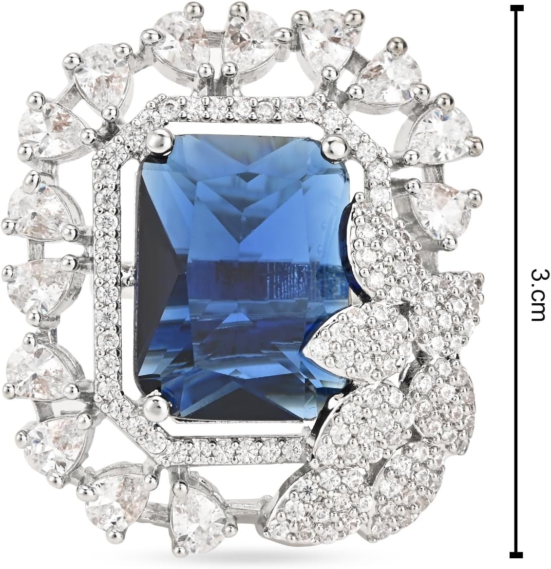 I Jewels Silver Plated Diamond Cubic Zirconia Statement Square Shape Design Brass Finger Ring For Women/Wedding Party Prom Gift (FL248)