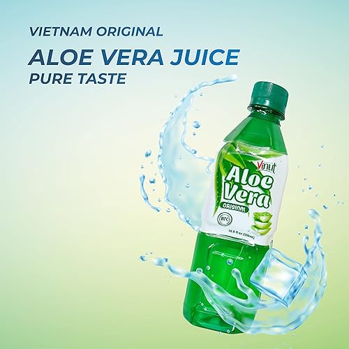 Miniatura 5 de Vinut Jugo de aloe vera puro sabor original con pulpa (16.9 onzas líquidas, paquete de 12), no de concentrado, bebida fresca de aloe vera, fuente