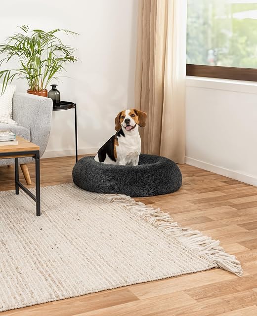 Foto 2 de 5 de lionto Cama Tipo Donut para Perros y Gatos, Cama Redonda mullida para Mascotas pequeñas y Grandes, Ø 80 cm