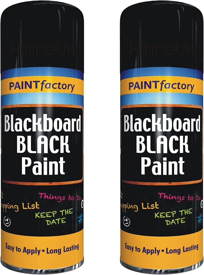 HitlineUK 2 x Blackboard Spray Paint Black, 400ml NonReflecting Matt