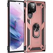 CoverON Ring Designed for Samsung Galaxy S22 Ultra Phone Case, Rugged Cover Magnetic Mount Compatible - Rose Gold