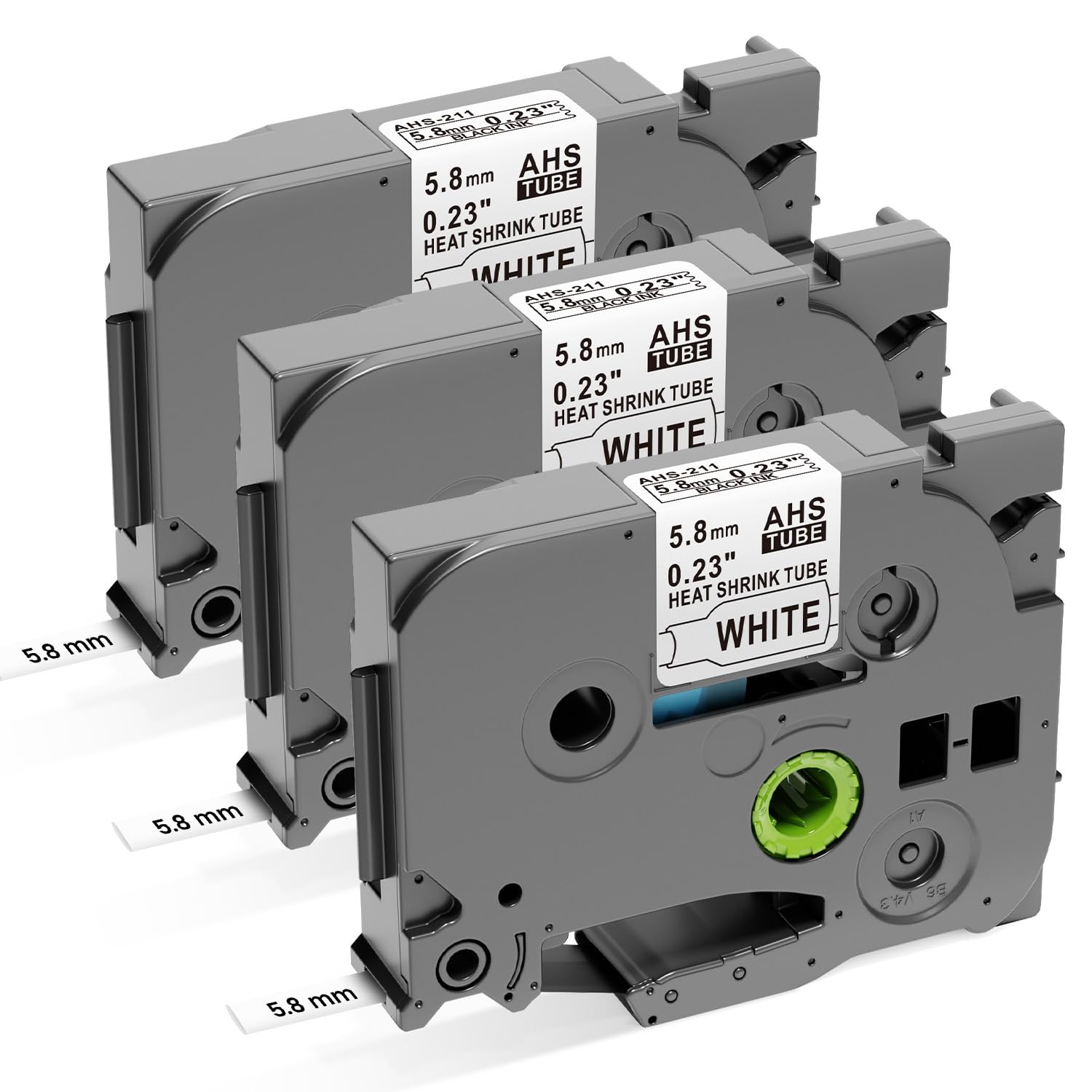 Label KINGDOM HSe-211 Heat Shrink Label Replacement for Brother P-Touch Heat Shrink Tube Label Tape HSe211 5.8mm Black on White Compatible with P Touch PT-D400 PT-D600 PT-E300 PT-E500, 3-Pack