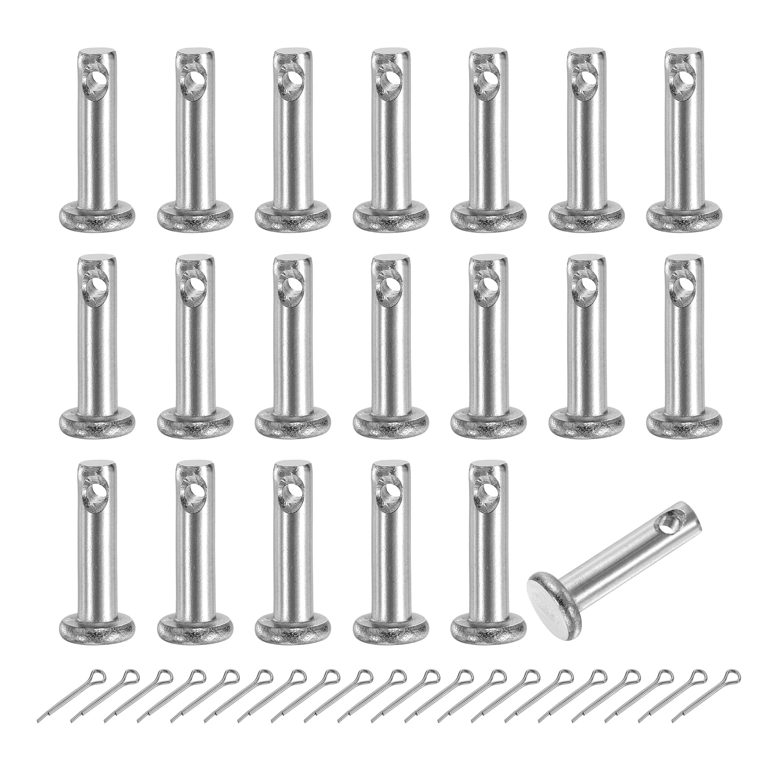 sourcing map 20Pcs M3x12mm Clevis Pins, 304 Stainless Steel Single Hole Flat Head Clevis Pin Hairpin Location Pin with Cotter Pins for Trailer Latch Mechanics Repair Furniture Installation