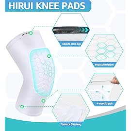 HiRui Knee Pads for Kids Youth Adult, Basketball Baseball Knee Brace Knee Support, Collision Avoidance Kneepad Compression Knee Sleeve for Volleyball Football Cycling Running-1Pair (White, XXS)