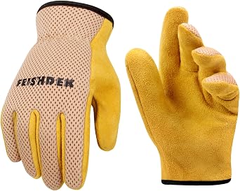 Kids Gardening Gloves, Durable Cowhide Kids Leather Glove for Work Age 2-12