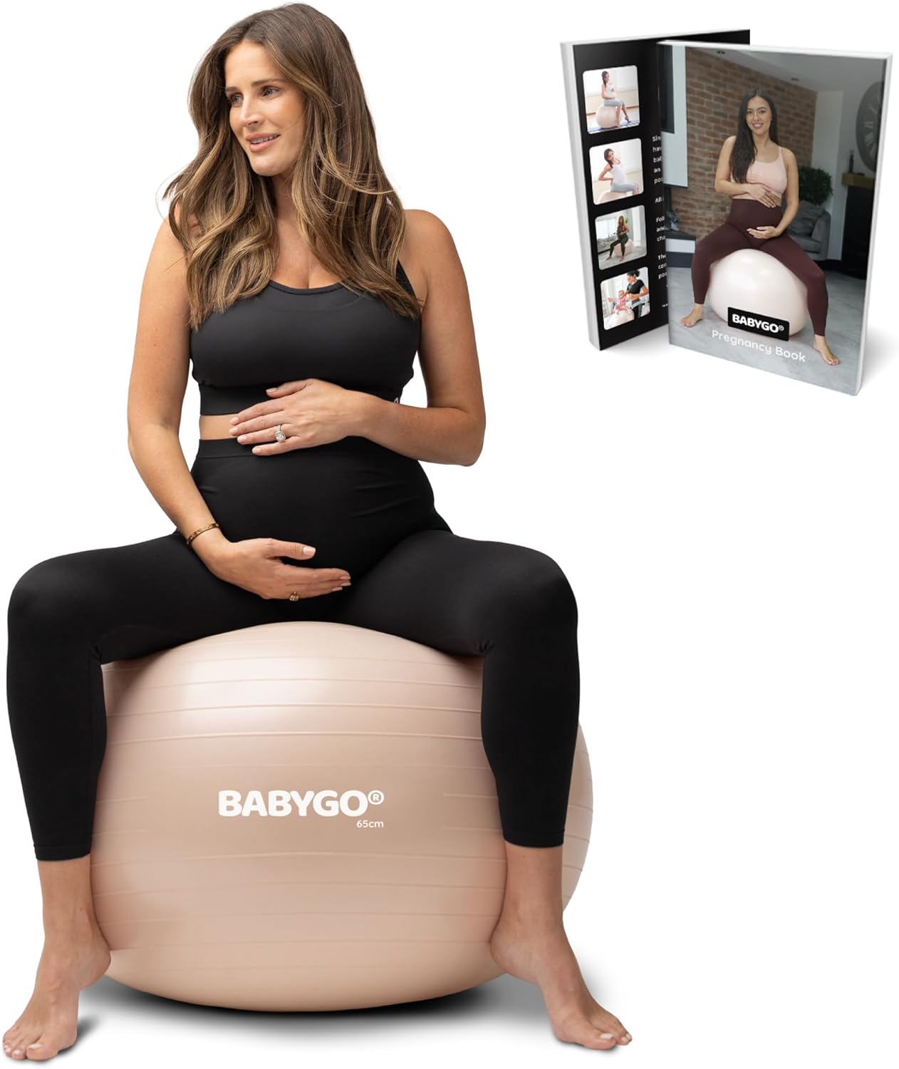 BABYGO Birthing Ball – Pregnancy Yoga Labor & Exercise Ball & Book Set Trimester Targeting, Maternity Physio, Birth & Recovery Plan Included Anti Burst Eco Friendly