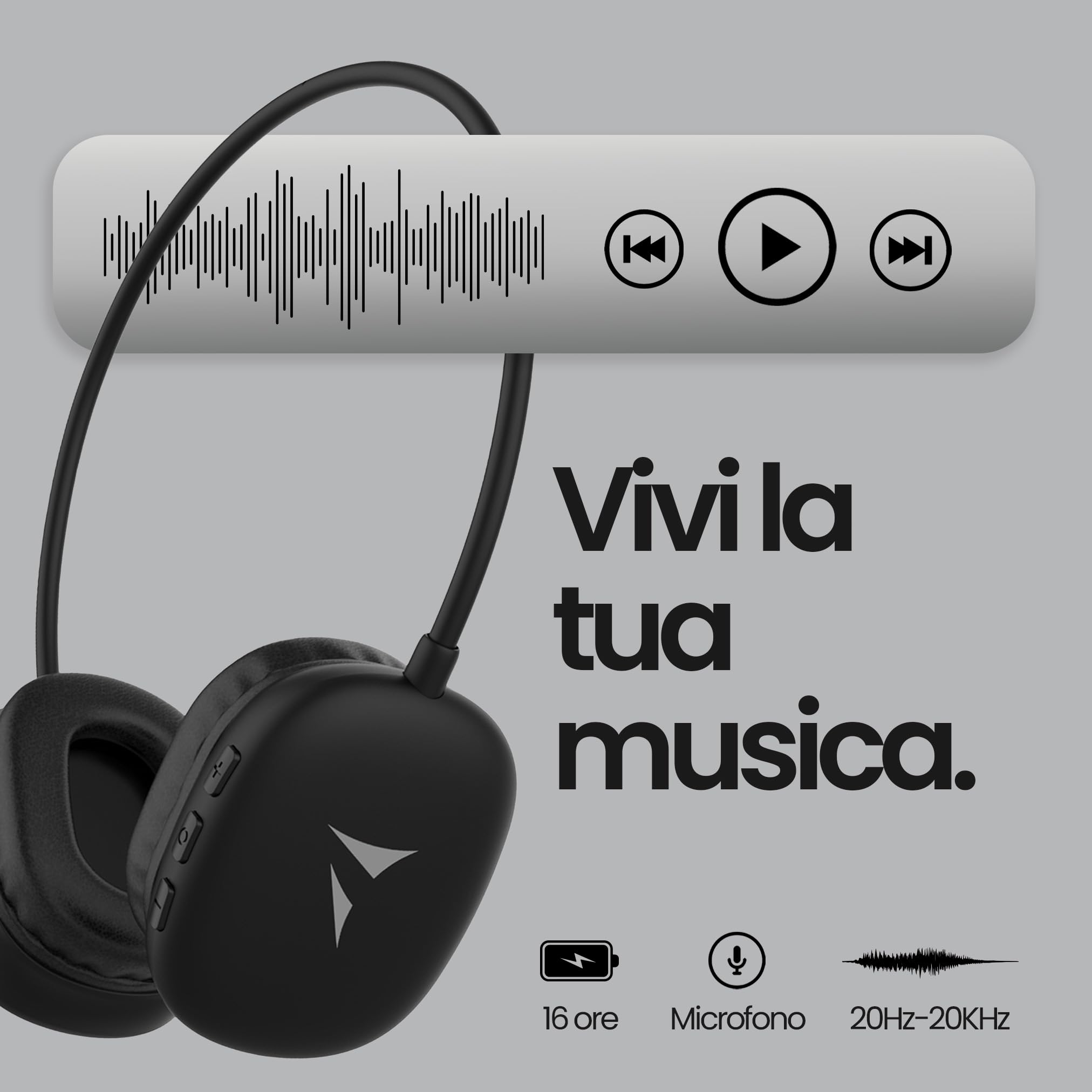 TECHMADE Mini Cuffie Wireless Bluetooth 5.4 Compatte con Jack 3.5 mm Audio Stereo USB-C NERO