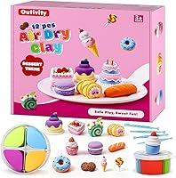 Outivity Air Dry Modeling Clay Kit for Kids: 12 Dessert Crafts with Tools & Tutorials, Safe Non-Stick Model Magic, Ages 3-12 Gift