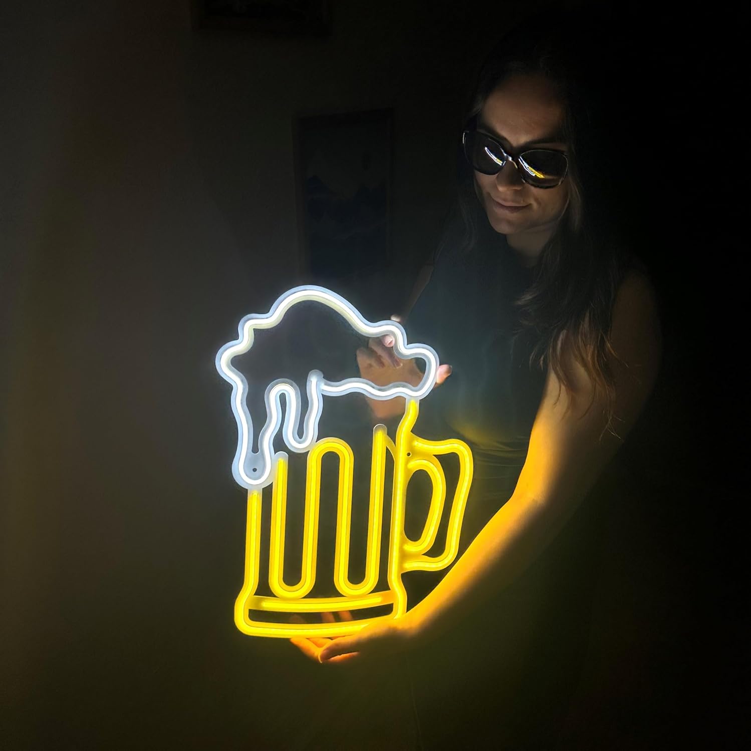 Beer Mug Neon Metal Wall Art, Neon Wall Sign, Neon Wall Decor, Oktoberfest Souvenir, Pub Decor, Neon sign, Home Bar Decor, Neon Light, Pub interior, Beer Led Sign, Bar Signs, (Without Remote Control)