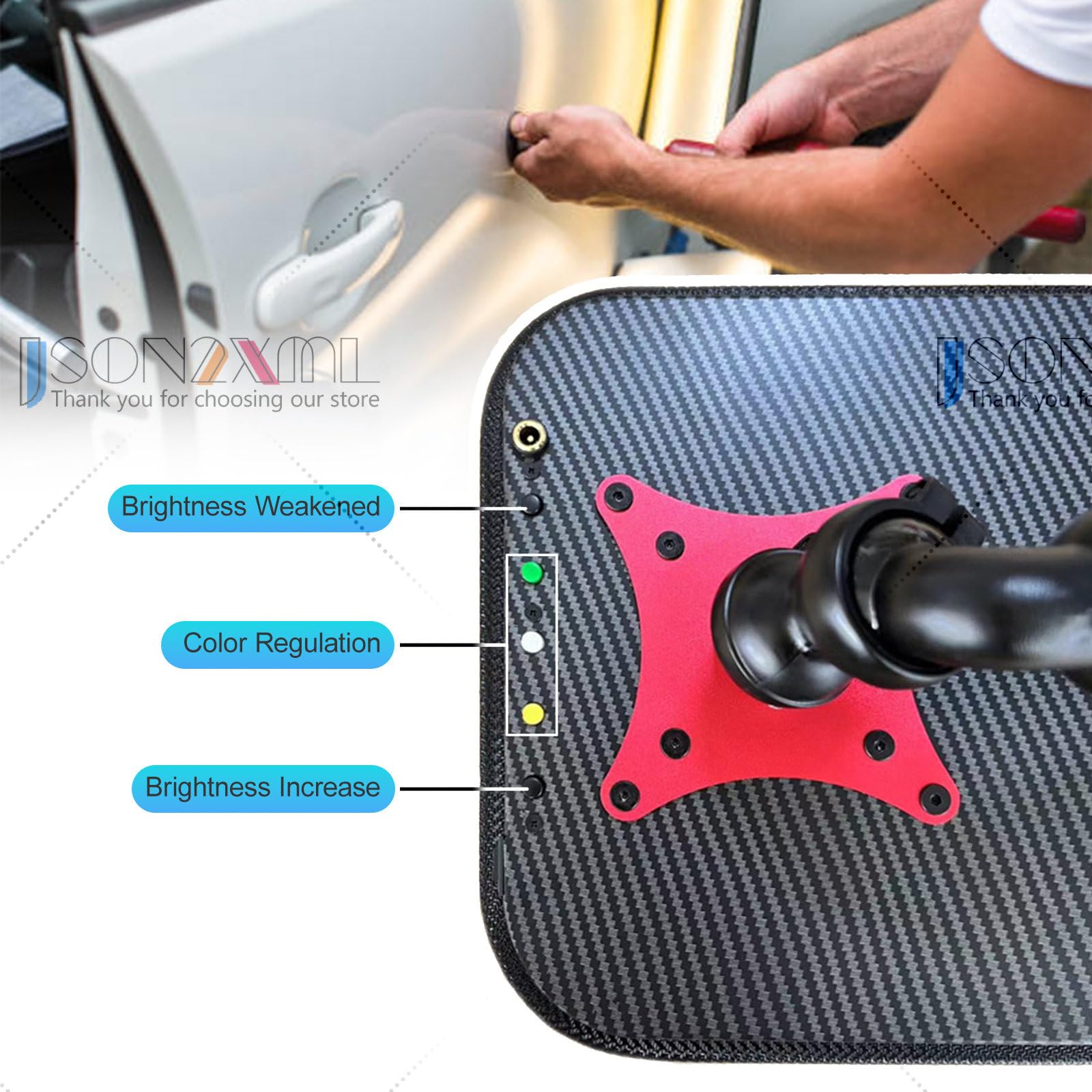 Lampe de débosselage sans peinture (DSP), lampe de réparation de bosses pour carrosserie, panneau lumineux 2 en 1 (ligne et couleur), réflecteur pour outils DSP avec support 50/46 cm, outils de répa